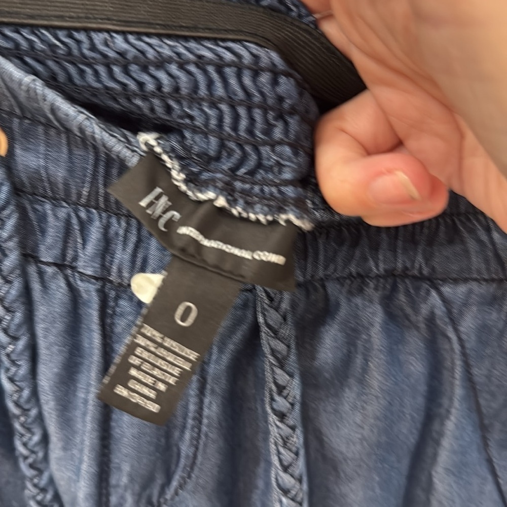 INC Macys drawstring denim chambray pants summer casual braided drawstring sz 0 - Picture 4 of 4